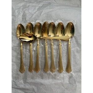 8 Teapoons Stainless Gold Electroplated Home Concepts Discontinued NEW